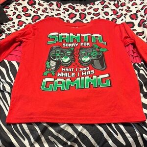 Red and Green Long Sleeve Gaming Christmas Tee